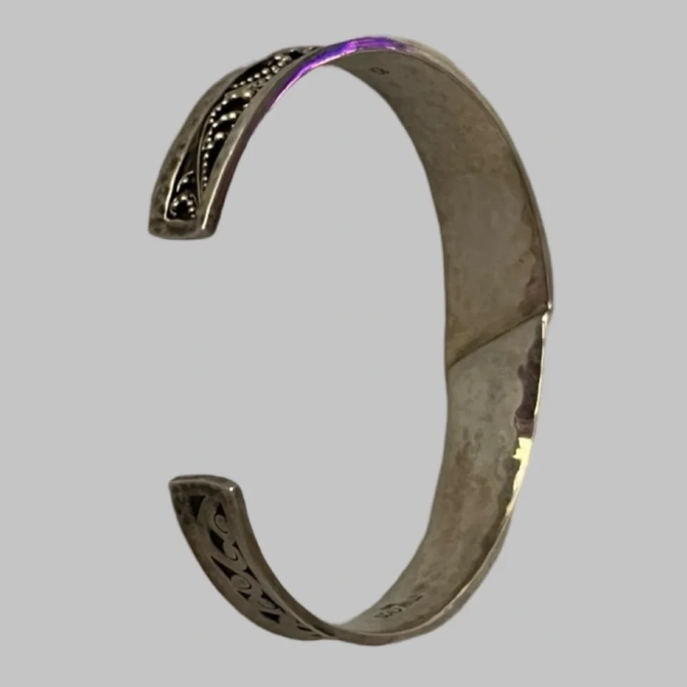 Vintage Sterling Silver Cuff Bracelet have Granulated Details Retired Lois Hill - Picture 6 of 15